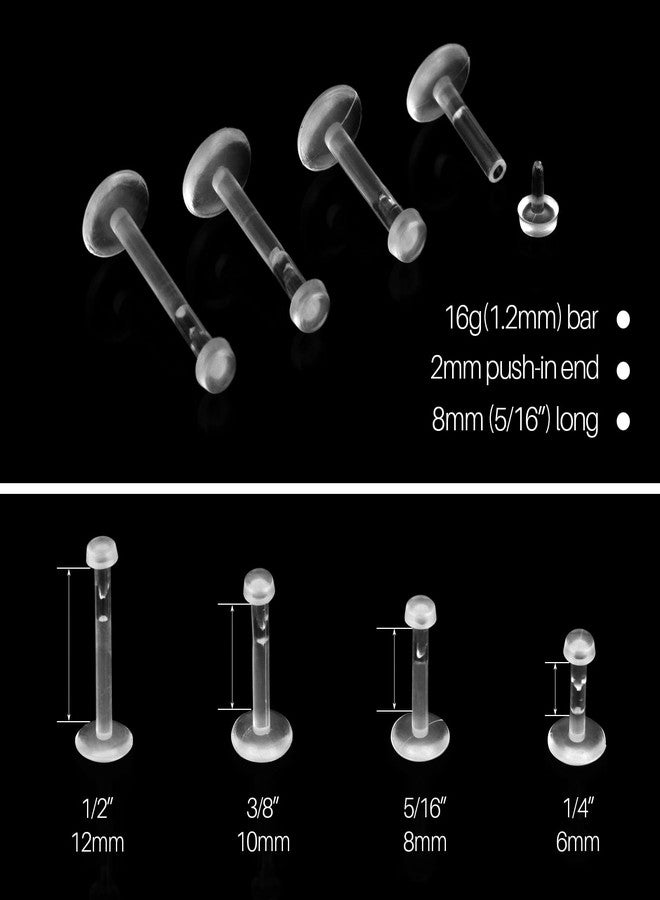 DSOMHZ Clear Earrings for Sports,16G Plastic Nose Rings for Surgery,Nose Piercing Retainer,Helix labret Tragus Lip Piercing Jewelry,Clear Piercing Retainer(6mm 8mm 10mm 12mm) - Image 2